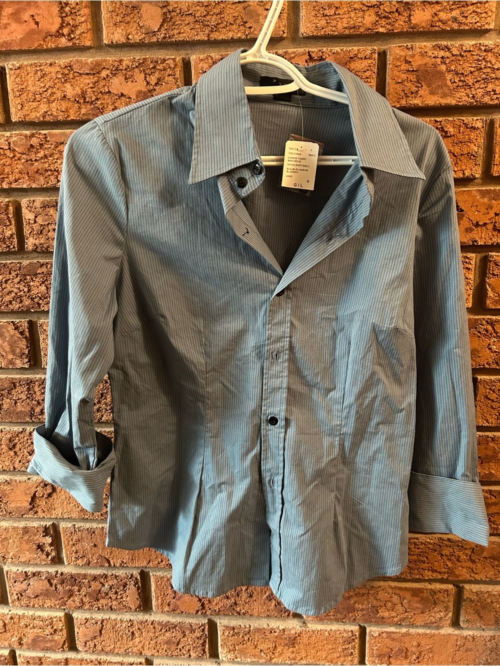 Forever 21 Light Blue Pinstripe Button-Down Shirt